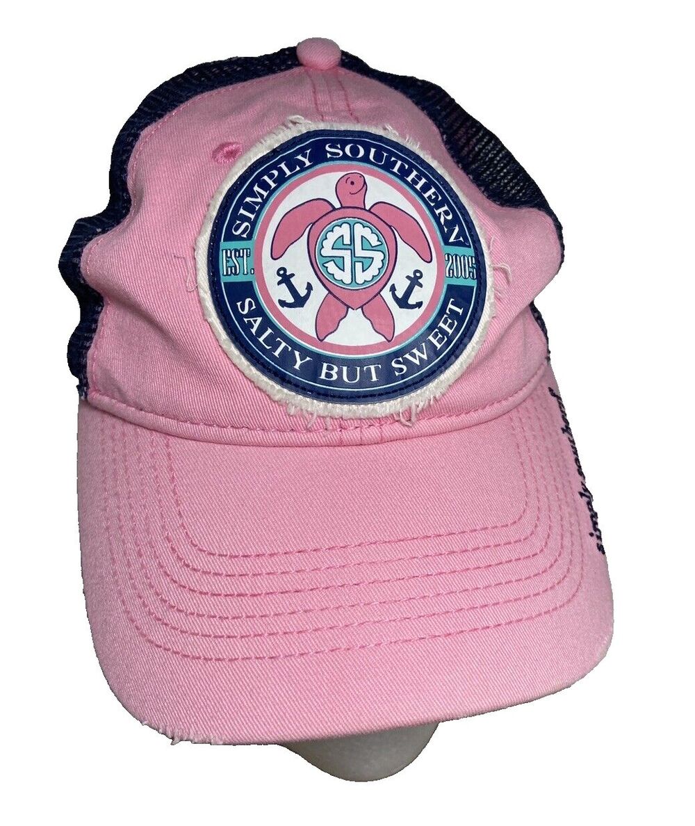 Simply Southern Salty But Sweet Sea Turtle Snapback Trucker Cap Adult Pink Hat